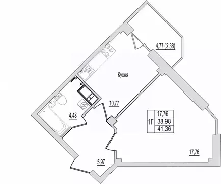 1-к кв. Псковская область, Псков Линейная ул., 87 (41.36 м)