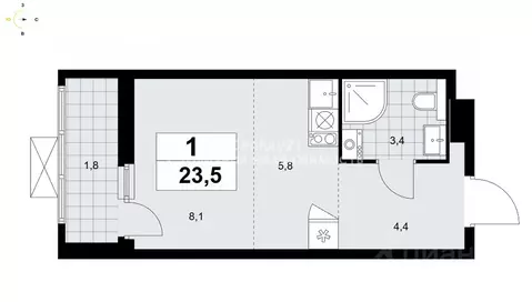 Студия Москва Сосенское поселение, просп. Куприна, 11к2 (23.5 м)