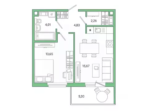 1-к кв. Ленинградская область, Гатчина ул. Чехова, 39к1 (41.6 м)