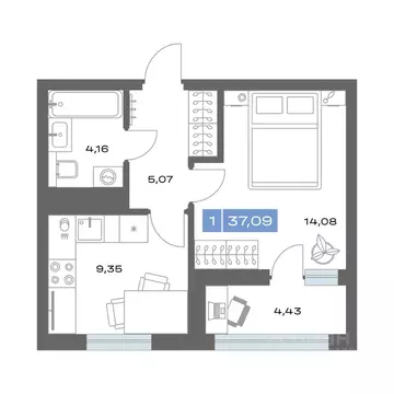 1-к кв. Тюменская область, Тобольск пер. Радищева, 17 (37.07 м)