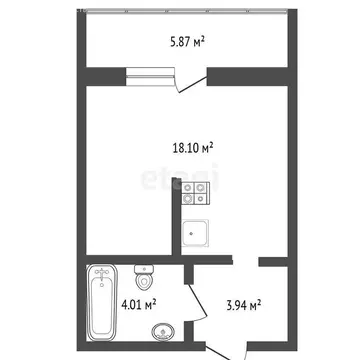 Квартира-студия: Патрушева, улица Александра Пушкина, 14 (26.3 м)