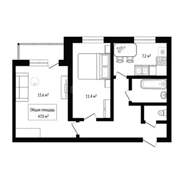 2-комнатная квартира: Искитим, микрорайон Шипуновский, 3 (47 м)