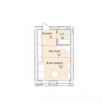 1-к кв. Алтайский край, Барнаул ВРЗ мкр, бул. 9 Января (30.4 м)