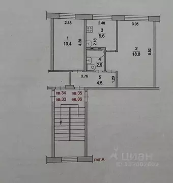 2-к кв. Московская область, Жуковский ул. Мичурина, 15 (42.2 м)