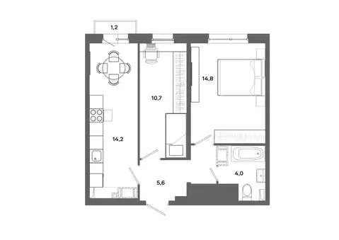 2-к кв. Ханты-Мансийский АО, Сургут ул. Ивана Захарова, 16 (49.3 м)