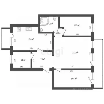 3-к кв. Севастополь ул. Генерала Крейзера, 5 (91.1 м)