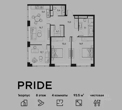 4-к кв. Москва Полковая ул., 1к1 (93.5 м)