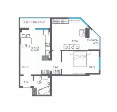 2-к кв. Крым, Ялта ул. Кирова, 155Ак1 (64.07 м)
