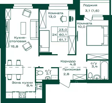 2-к кв. Алтай, Майминский район, с. Майма Алтайская ул., 2к4 (61.7 м)