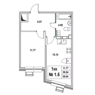 1-к кв. Ленинградская область, Выборг ул. 2-я Южная, 4 (39.84 м)