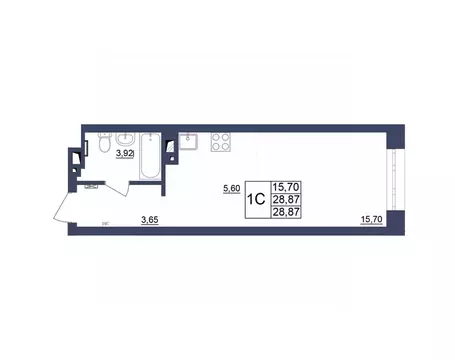 Студия Башкортостан, Уфа Космос жилой комплекс, лит1 (29.05 м)