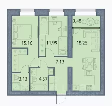 2-к кв. Брянская область, Брянский район, пос. Мичуринский, ...