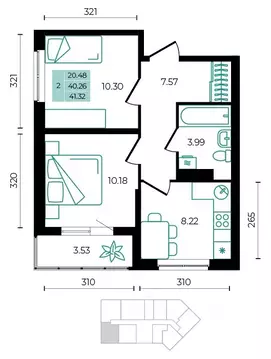 2-к кв. Адыгея, Майкопский район, пос. Тульский ул. Заречная (41.32 м)