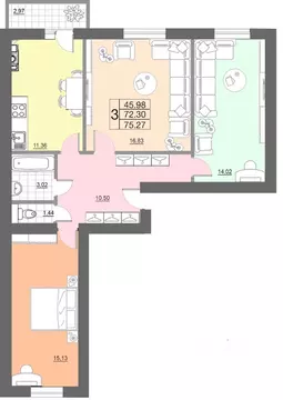 3-к кв. Смоленская область, Смоленск ул. 100-летия Комсомола, 1 (75.27 ...