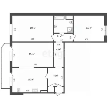 3-к кв. Тюменская область, Тюмень Широтная ул., 104к3 (91.3 м)