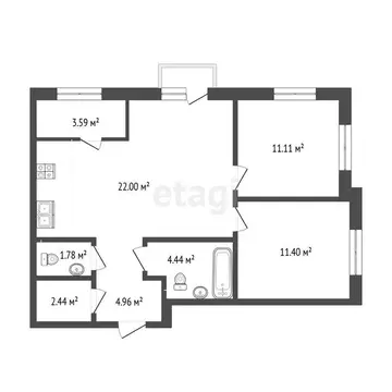 2-комнатная квартира: Тюмень, улица Александра Звягина, 9 (65.9 м)