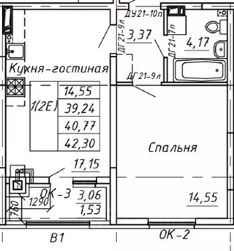 1-к кв. Курская область, Курск Соловьиная ул., 53 (41.0 м)
