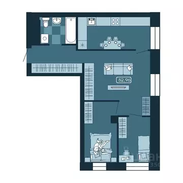 3-к кв. Приморский край, Владивосток ул. Борисенко (52.96 м)