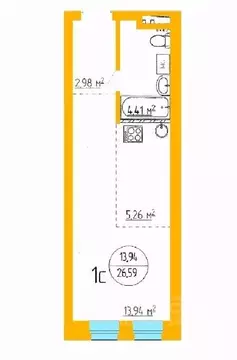 1-к кв. Башкортостан, Уфа ул. Аксакова, 79 (26.42 м)