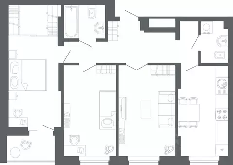 3-к кв. Свердловская область, Екатеринбург ул. Комсомольская, 67 (73.2 ...