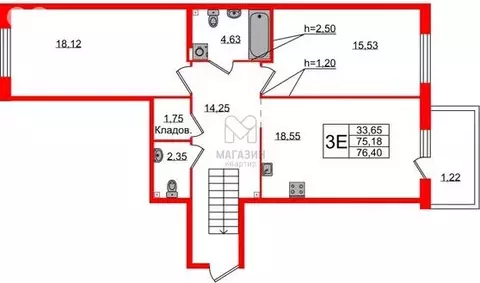 2-комнатная квартира: Сестрорецк, Авиационная улица, 5к2 (76 м)