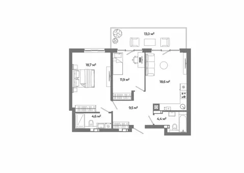 2-к кв. Астраханская область, Астрахань ул. Латышева (80.7 м)