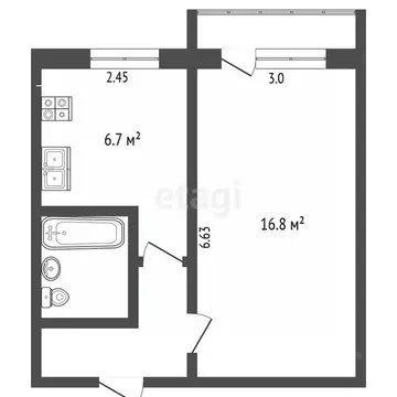 1-к кв. Калужская область, Калуга Тульская ул., 67 (31.2 м)