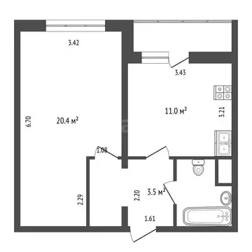1-комнатная квартира: Подольск, Парковая улица, 55Б (44 м)