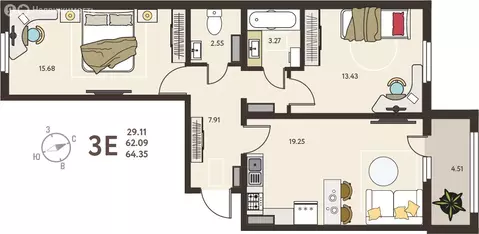 2-комнатная квартира: Курск, микрорайон Курского Завода Тракторных ...