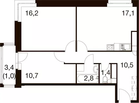 2-комнатная квартира: Балашиха, микрорайон Гагарина, Проектная улица, ...