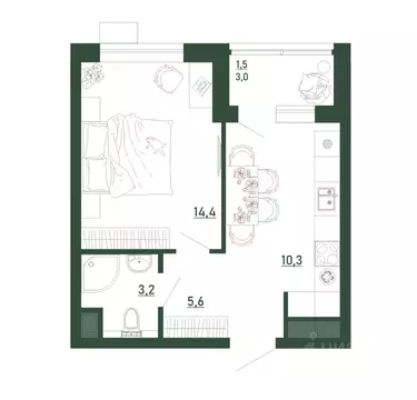 1-к кв. Воронежская область, Воронеж бул. Содружества, 6 (35.0 м)