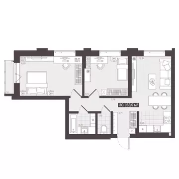 3-к кв. Кемеровская область, Кемерово 6/2 мкр, Моне жилой комплекс ...