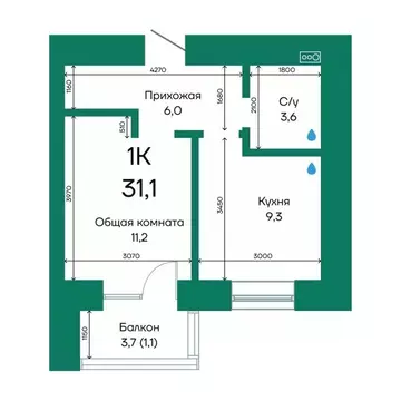 1-к кв. Алтайский край, Барнаул Просторная ул., 390к2 (31.1 м)