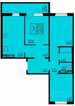 3-к кв. Пермский край, Пермь ул. Танцорова, 96 (64.96 м)