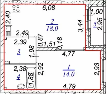 1-комнатная квартира: Екатеринбург, улица Крауля, 170 (41 м)
