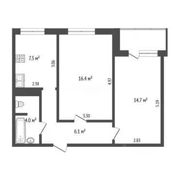 2-к кв. Калужская область, Калуга ул. Гурьянова, 24 (51.4 м)