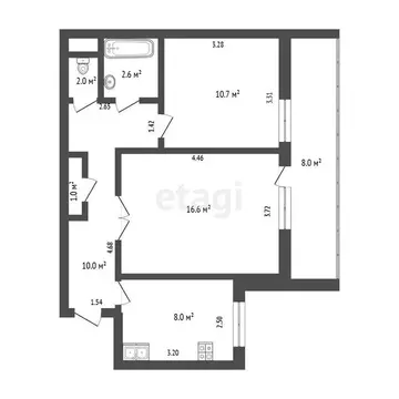2-комнатная квартира: Северск, Коммунистический проспект, 120 (50 м)