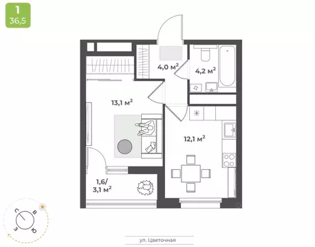 1-к кв. Тверская область, Тверь Соминка мкр,  (35.0 м)