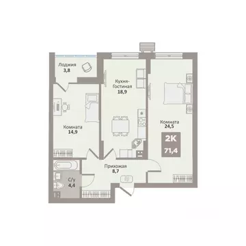 2-к кв. Курганская область, Курган Заозерный жилрайон, 12-й мкр, 1 ...