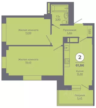 2-к кв. Ростовская область, Ростов-на-Дону Левенцовский мкр, ...