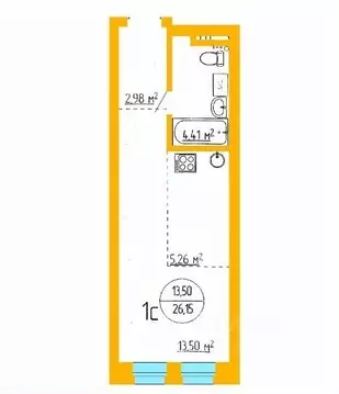 1-к кв. Башкортостан, Уфа ул. Аксакова, 79 (26.15 м)