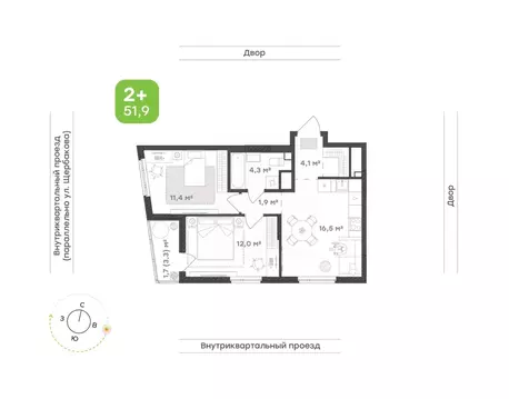 2-к кв. Свердловская область, Екатеринбург Уктус жилрайон, Cемейный ...