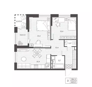 2-к кв. Дагестан, Дербент ул. Сальмана (60.0 м)