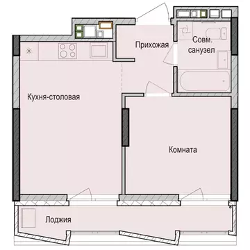 1-комнатная квартира: Казань, жилой район Седьмое Небо, ЖК Унай (37.5 ...