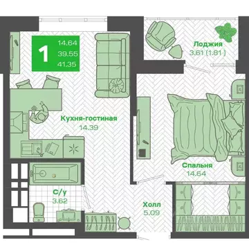 1-к кв. Приморский край, Владивосток Зеленый Бульвар 2 жилой комплекс ...