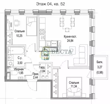 2-комнатная квартира: Санкт-Петербург, Лисичанская улица, 22 (59.15 м)