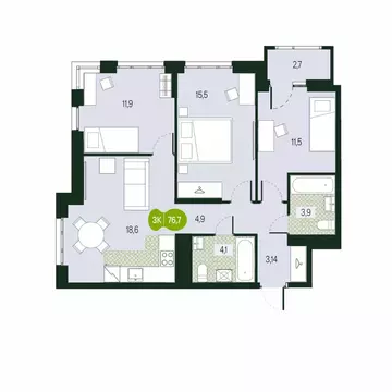 4-к кв. Забайкальский край, Чита Каштакский мкр,  (76.7 м)