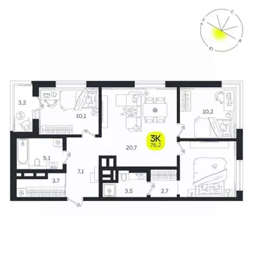 3-к кв. Свердловская область, Екатеринбург Южная Ботаника жилрайон, ...