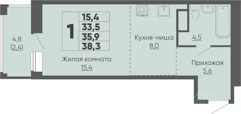 1-к кв. Чувашия, Чебоксары ул. Академика РАН Х.М. Миначева, 14 (38.3 ...