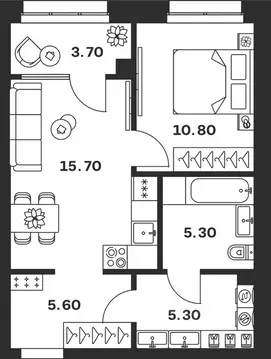 1-к кв. Тульская область, Тула ул. Михеева (46.4 м)